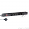 Блок розеток горизонтальный ExeGate ServerPro PDU-19H608 Al-6S-EU2-SW-SPD1, 19, 1U, Алюминий, 6 Schuko, кабель с евровилкой VDE-250V-16A-3*1.5mm2, 2 метра, выкл. с подсветкой, SPD1, черный