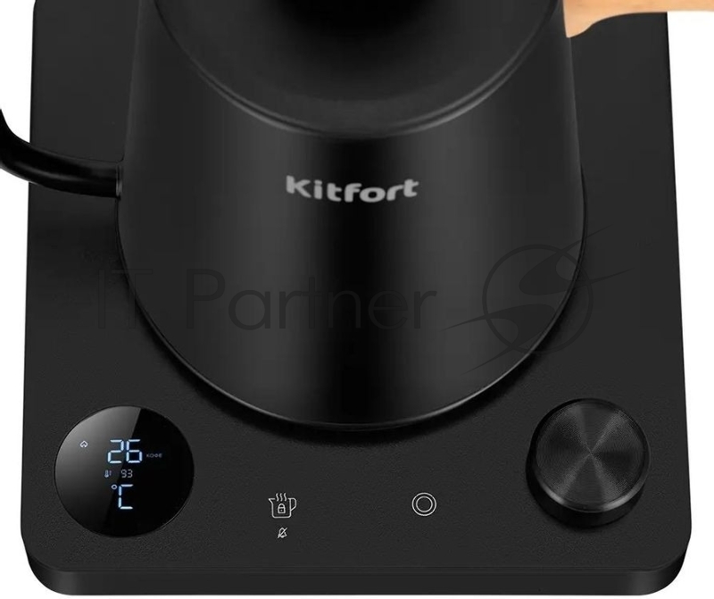 Чайник электрический Kitfort КТ-6726 1л. 1200Вт черный/дерево корпус: нерж.сталь/пластик