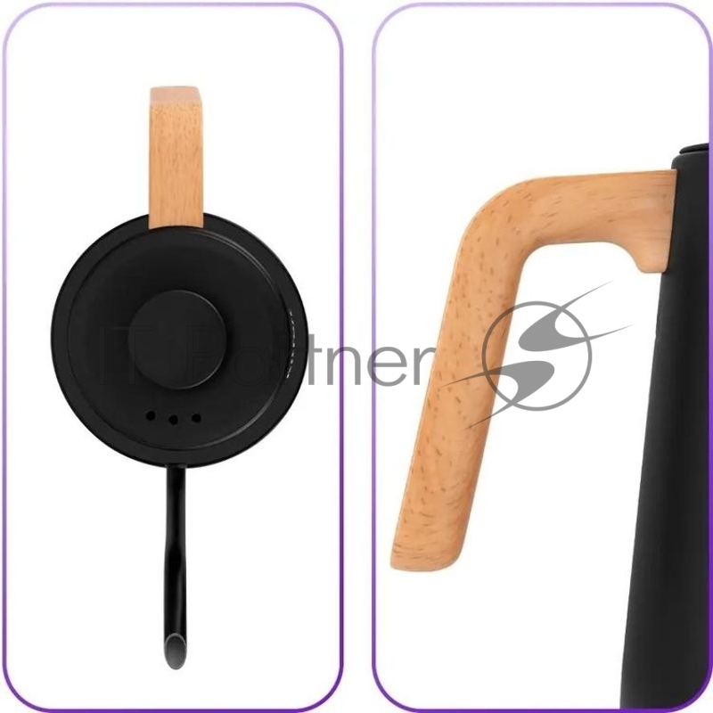 Чайник электрический Kitfort КТ-6726 1л. 1200Вт черный/дерево корпус: нерж.сталь/пластик