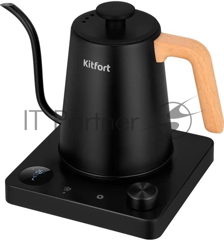 Чайник электрический Kitfort КТ-6726 1л. 1200Вт черный/дерево корпус: нерж.сталь/пластик