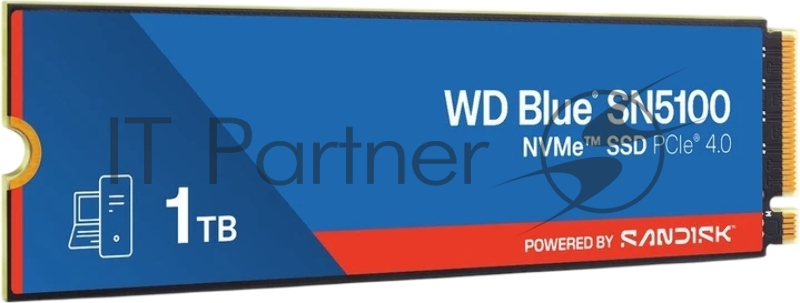 Накопитель SSD M.2 2280 1TB NVMe PCIE 4.0 x4 7100/6700 BLUE SN5100 WDS100T5B0E WDC