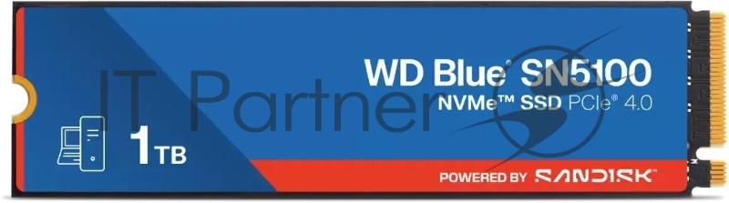 Накопитель SSD M.2 2280 1TB NVMe PCIE 4.0 x4 7100/6700 BLUE SN5100 WDS100T5B0E WDC