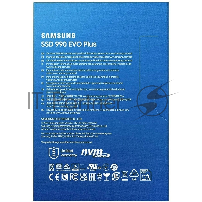 Накопитель SSD Samsung 990 EVO Plus, 1024 ГБ, M.2 2280, PCIe 4.0 x4, NVMe, R/W 7150/6300