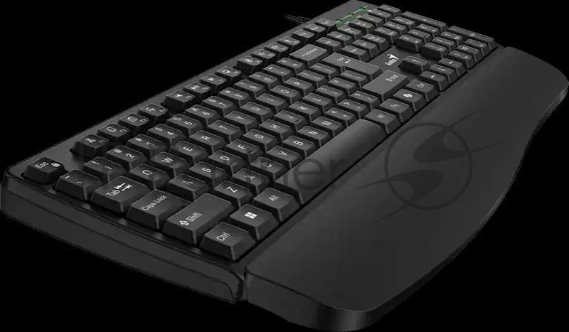 Клавиатура проводная Genius KB-123 /вогнутые клавиши/подставка для ладоней/защита от проливания/USB/кабель 1.5м/черный (31300021402)