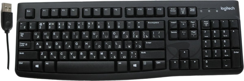 Клавиатура проводная Logitech K120 for business, USB черный (неоригинальная гравировка)
