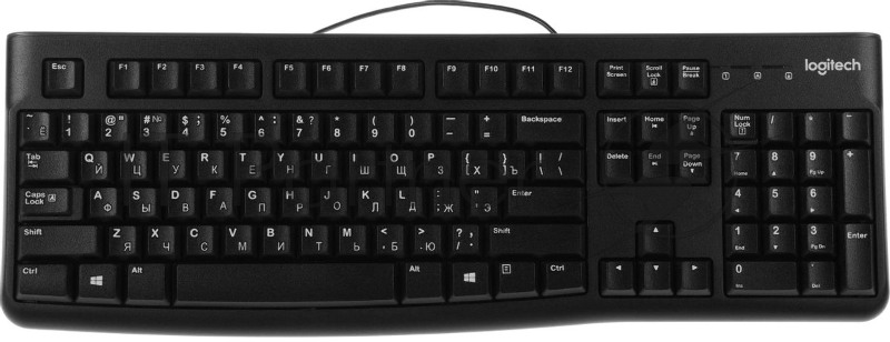 Клавиатура проводная Logitech K120 for business, USB черный (неоригинальная гравировка)