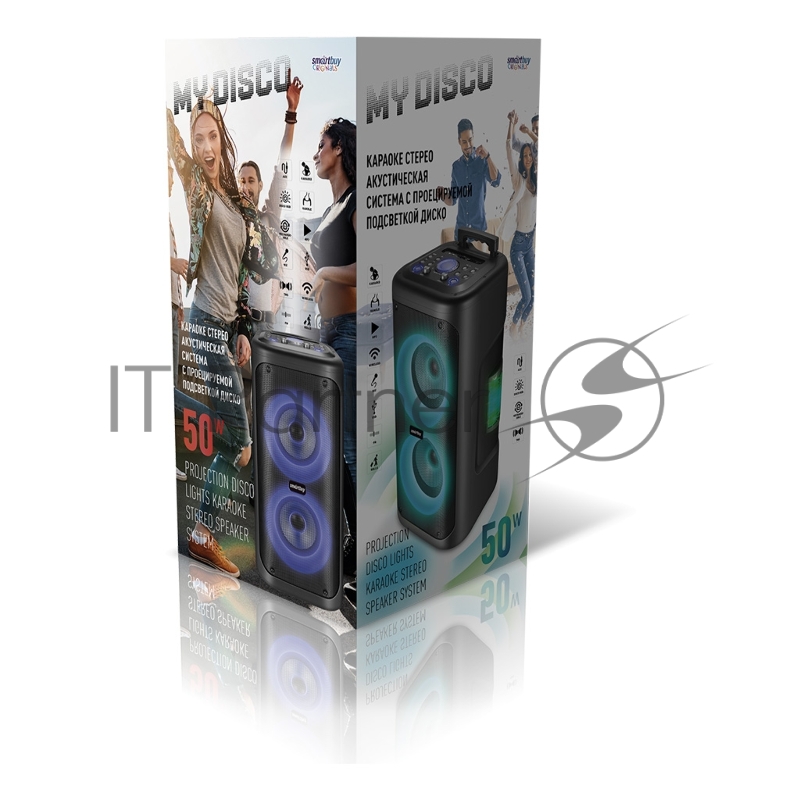 Акустическая система 2.1 Smartbuy® MY DISCO, 50Вт, Bluetooth, MP3, FM, RGB подсветка Диско, микрофон.