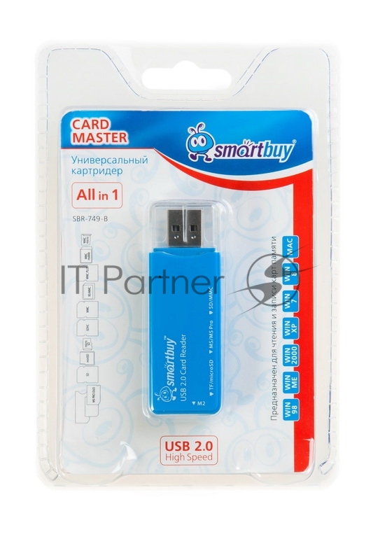 Картридер Smartbuy голубой (SBR-749-B)