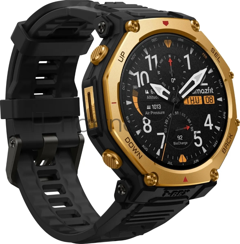 Смарт-часы Amazfit T-rex 3 Pro A2444 48мм 1.5 AMOLED корп.золотистый рем.черный разм.брасл.:22мм (1747223)