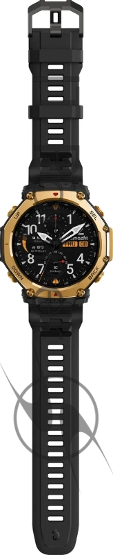 Смарт-часы Amazfit T-rex 3 Pro A2444 48мм 1.5 AMOLED корп.золотистый рем.черный разм.брасл.:22мм (1747223)