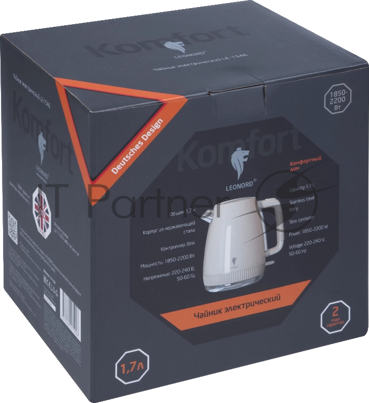 Чайник электрический LEONORD LE-1546 (1,7 л) бежевый (111160)