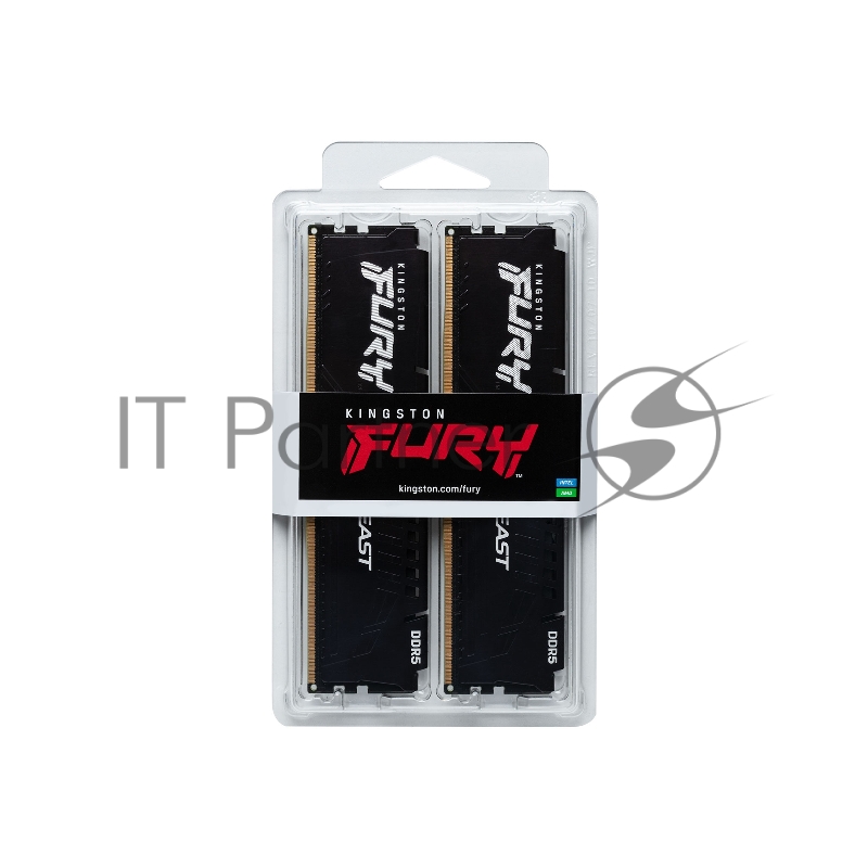 Оперативная память Kingston Fury Beast, DDR5, 64GB (2x32 GB), 5600 MHz, CL36, радиатор, черный