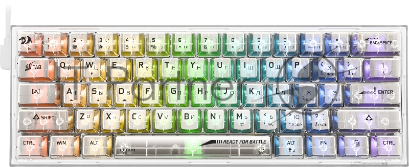 Игровая клавиатура Redragon Fizz прозрачно-белая 71736 (USB,+ICE, 61 кл., RGB подсветка)