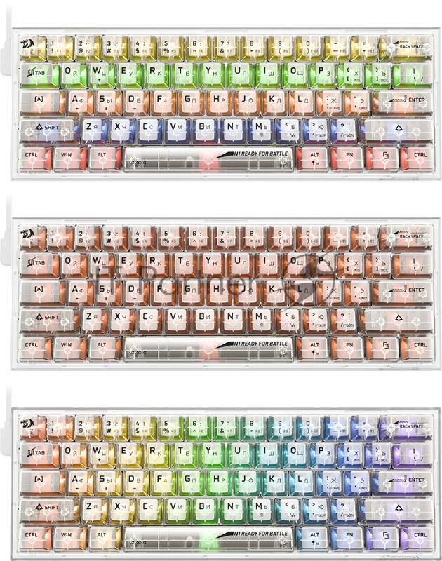 Игровая клавиатура Redragon Fizz прозрачно-белая 71736 (USB,+ICE, 61 кл., RGB подсветка)