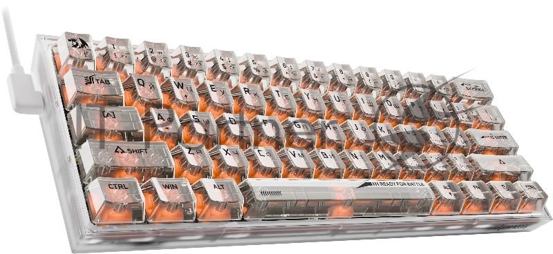Игровая клавиатура Redragon Fizz прозрачно-белая 71736 (USB,+ICE, 61 кл., RGB подсветка)