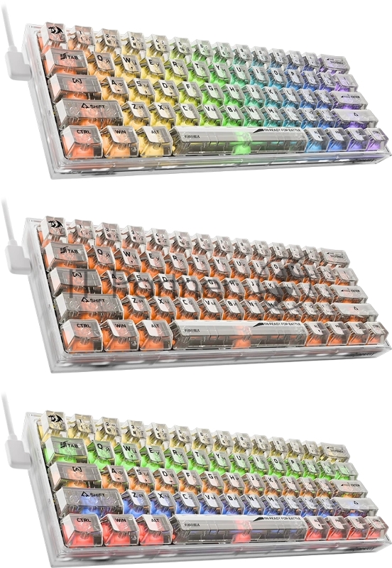 Игровая клавиатура Redragon Fizz прозрачно-белая 71736 (USB,+ICE, 61 кл., RGB подсветка)