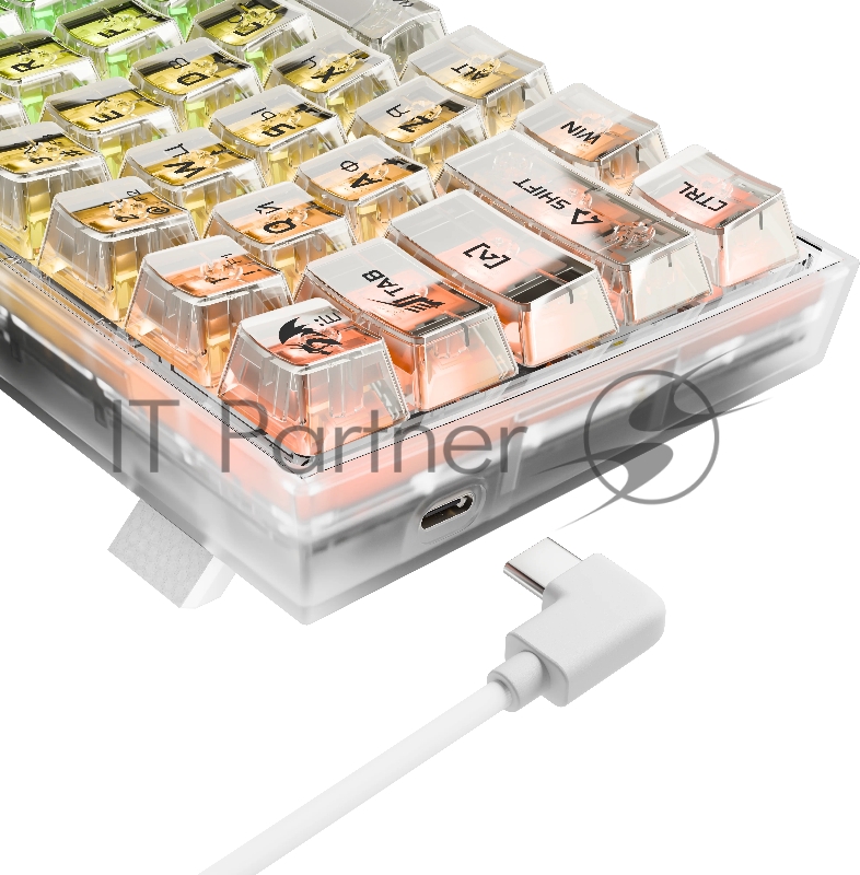 Игровая клавиатура Redragon Fizz прозрачно-белая 71736 (USB,+ICE, 61 кл., RGB подсветка)