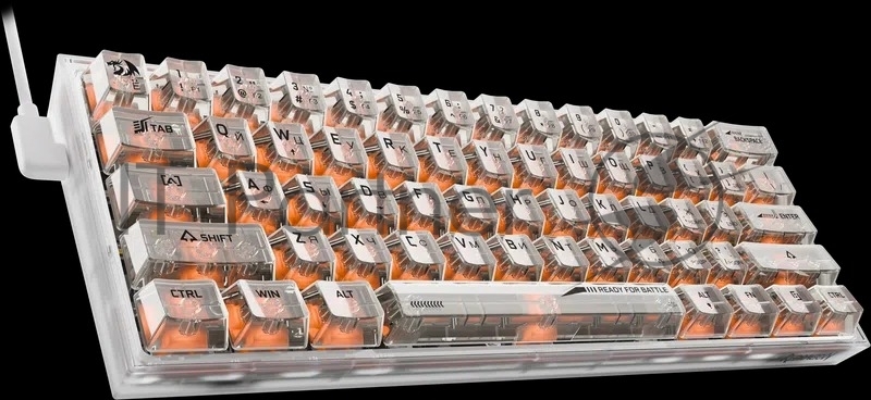 Игровая клавиатура Redragon Fizz прозрачно-белая 71736 (USB,+ICE, 61 кл., RGB подсветка)