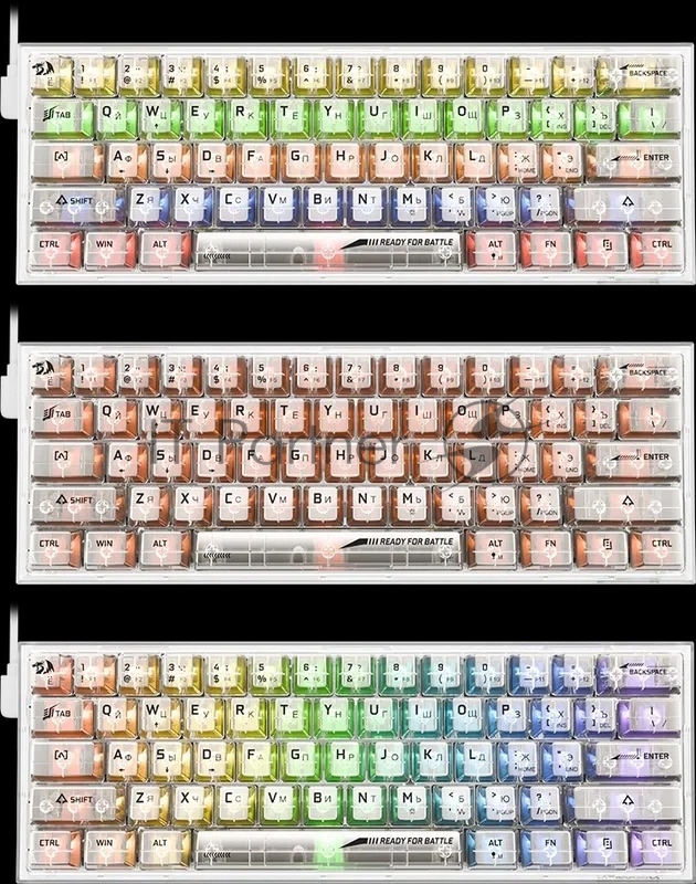 Игровая клавиатура Redragon Fizz прозрачно-белая 71736 (USB,+ICE, 61 кл., RGB подсветка)