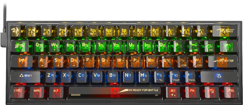 Игровая клавиатура Redragon Fizz прозрачно-черная 71737 (USB, +ICE, 61 кл., RGB подсветка)