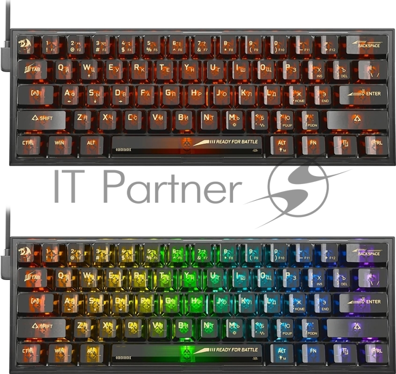 Игровая клавиатура Redragon Fizz прозрачно-черная 71737 (USB, +ICE, 61 кл., RGB подсветка)