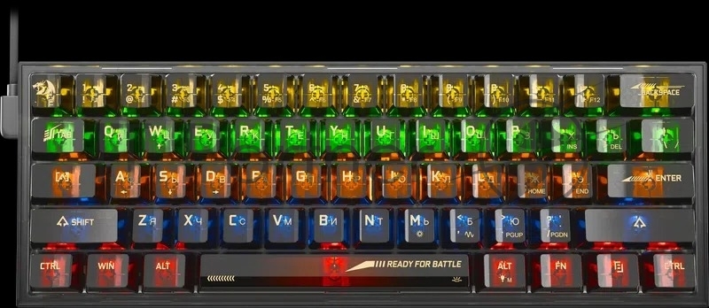 Игровая клавиатура Redragon Fizz прозрачно-черная 71737 (USB, +ICE, 61 кл., RGB подсветка)