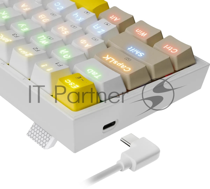 Клавиатура REDRAGON (72596) Fizz RU,Rainbow,бежевый/желтый,red свитч