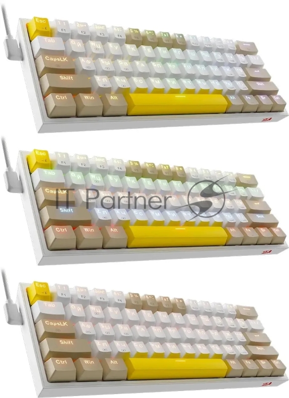 Клавиатура REDRAGON (72596) Fizz RU,Rainbow,бежевый/желтый,red свитч