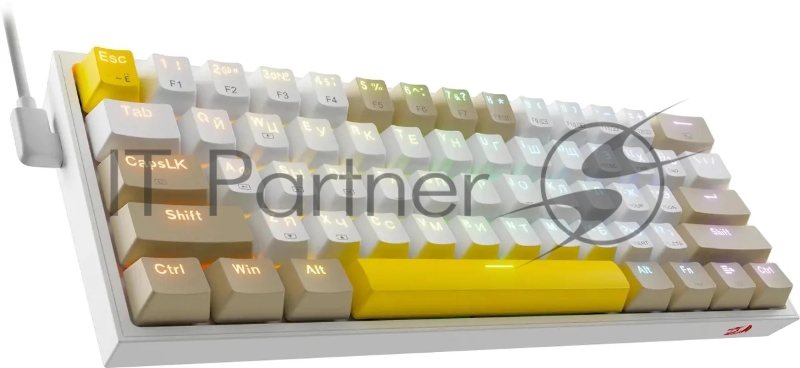 Клавиатура REDRAGON (72596) Fizz RU,Rainbow,бежевый/желтый,red свитч