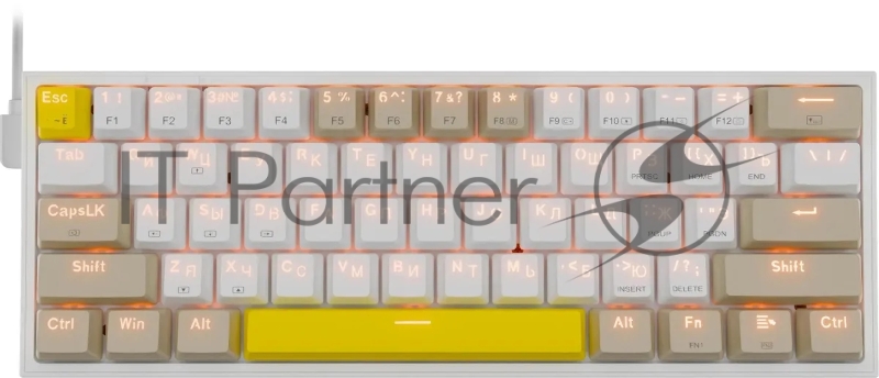 Клавиатура REDRAGON (72596) Fizz RU,Rainbow,бежевый/желтый,red свитч