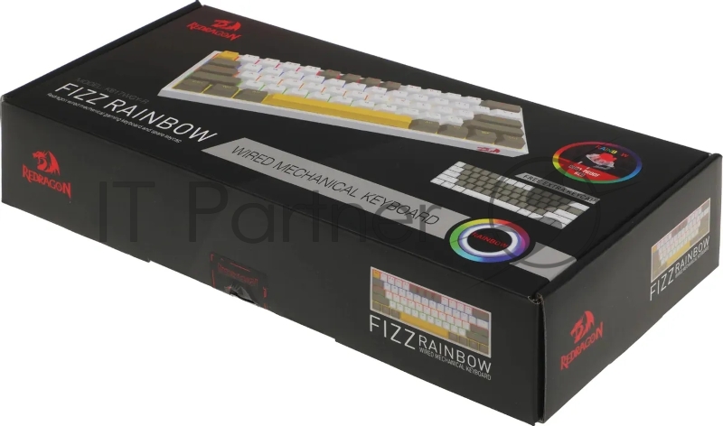Клавиатура REDRAGON (72596) Fizz RU,Rainbow,бежевый/желтый,red свитч
