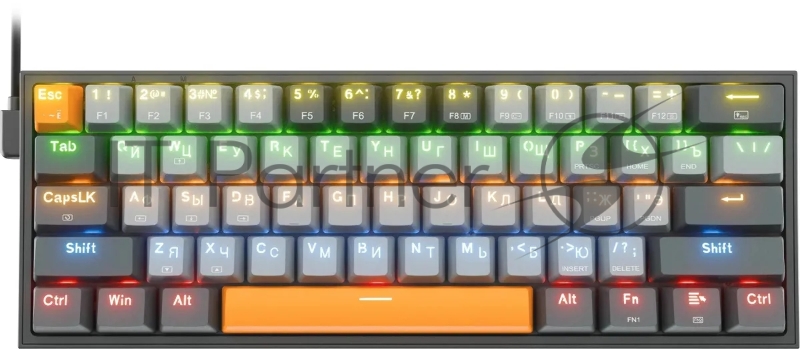 Клавиатура REDRAGON (72599) Fizz RU,Rainbow,красные свитчи, механическая