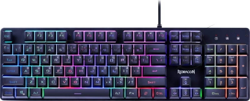 Проводная игровая клавиатура Redragon Nagato RU, RGB, черный, 25 anti-ghost, мемб.