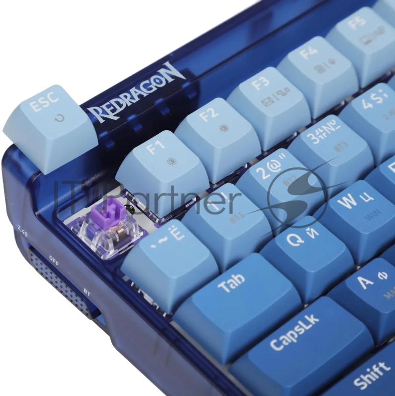 Беспроводная клавиатура Redragon Garen Pro RU RGB, бел/син, градиент,BT+2.4