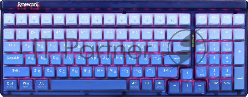 Беспроводная клавиатура Redragon Garen Pro RU RGB, бел/син, градиент,BT+2.4