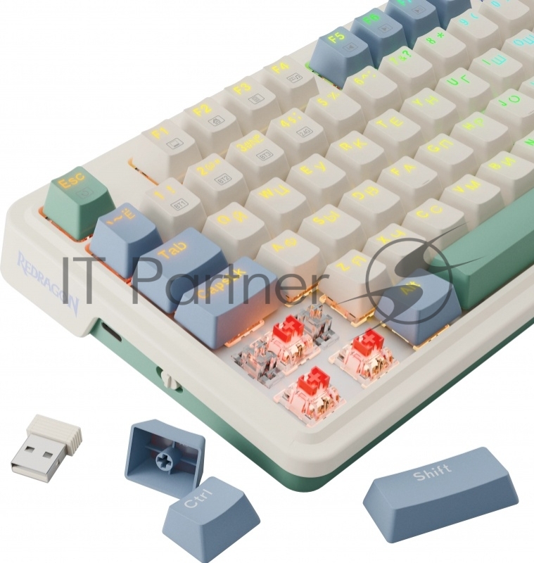 Беспроводная клавиатура Redragon Ucal Pro RU,RGB,кре/фиол/зел,BT+2.4,гас