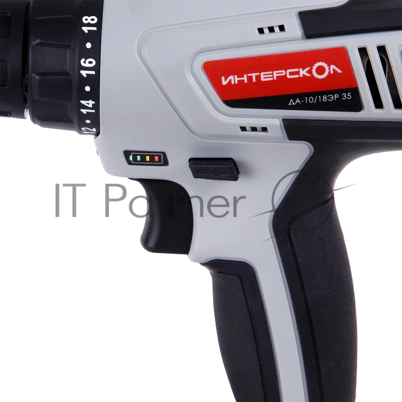 Аккумуляторная дрель-шуруповерт ИНТЕРСКОЛ ДА-10/18ЭР 35 ПРОМО, 18В, 1400 об/мин, с 1 АКБ 2 Ач и ЗУ