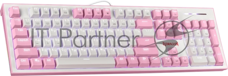Клавиатура REDRAGON (70821) Hades Бело-розовая, тихая, 104 кн.