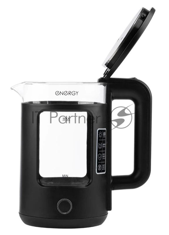 Чайник электрический Energy E-256, 1500Вт, 1,5л, стекло, черный
