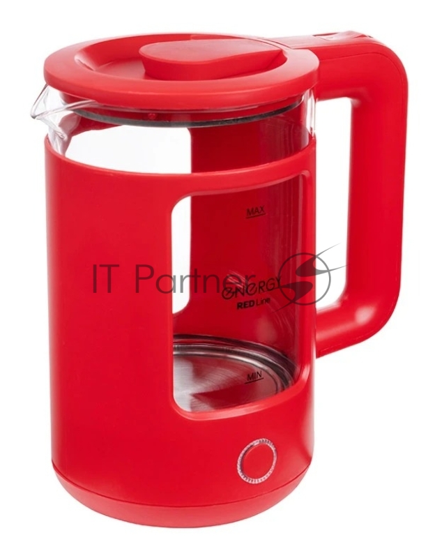 Чайник электрический Energy E-256 1500Вт, 1.5л стекло, красный