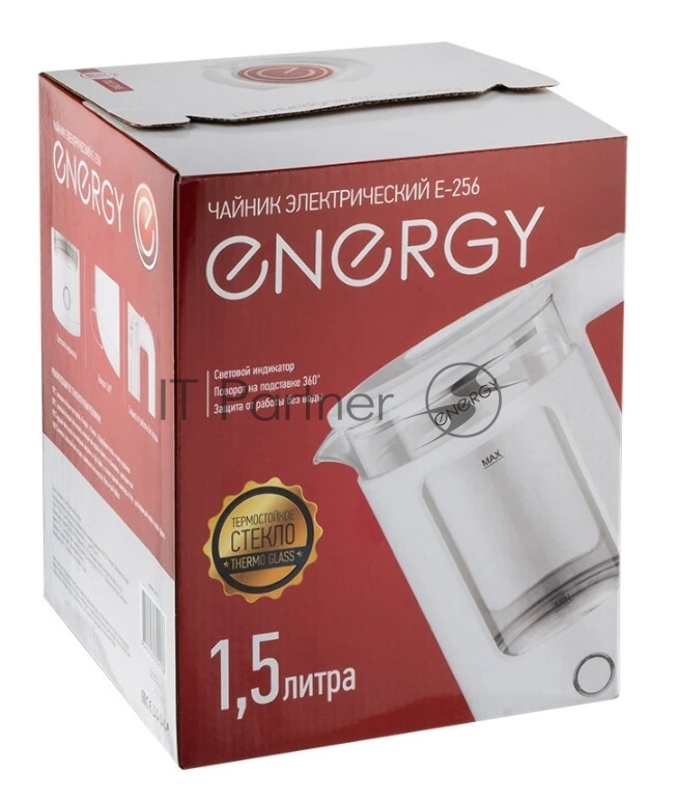 Чайник электрический Energy E-256 1500Вт, 1,5л стекло, белый