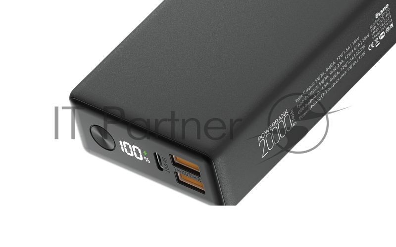 Внешний аккумулятор OLMIO QX-20, 20000mAh, 22.5W, QuickCharge3.0/PowerDelivery, LCD, графитовый.