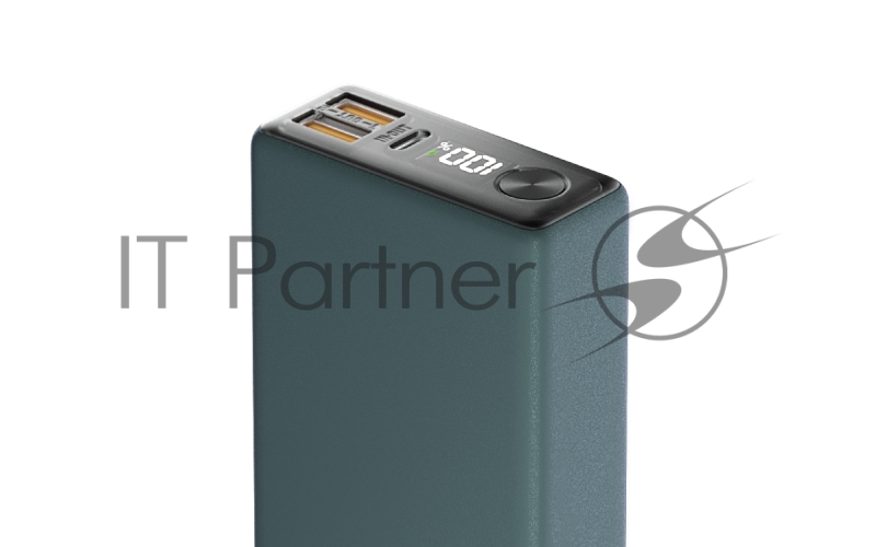 Внешний аккумулятор OLMIO QX-10, 10000mAh, 22.5W, QuickCharge3.0/PowerDelivery, LCD, темно-зеленый.