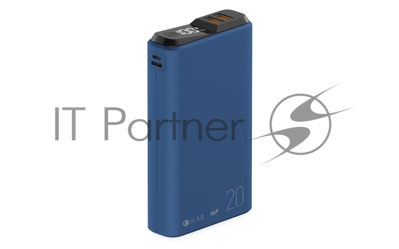 Внешний аккумулятор OLMIO QS-20, 20000mAh, 22.5W QuickCharge3.0/PowerDelivery, LCD, темно-серый.