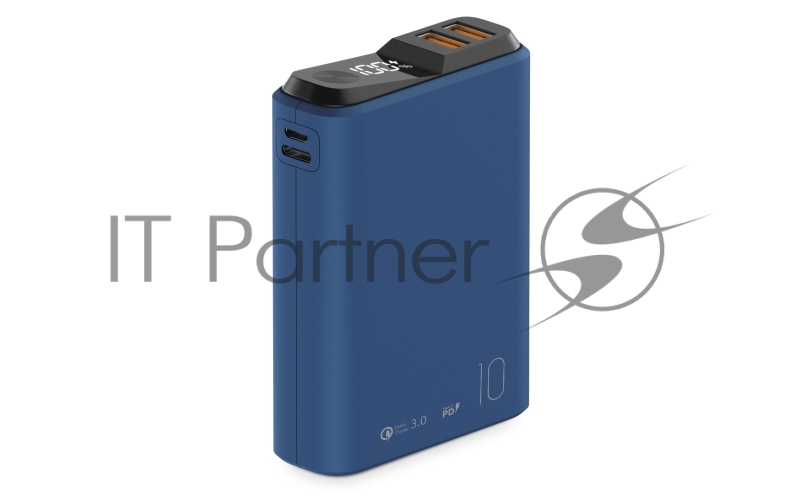 Внешний аккумулятор OLMIO QS-10, 10000mAh, 22.5W, QuickCharge3.0/PowerDelivery, LCD, темно-синий.