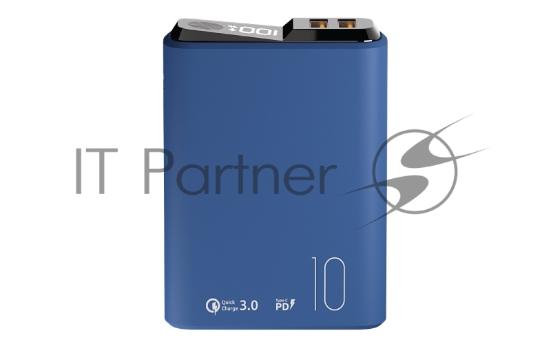 Внешний аккумулятор OLMIO QS-10, 10000mAh, 22.5W, QuickCharge3.0/PowerDelivery, LCD, темно-синий.