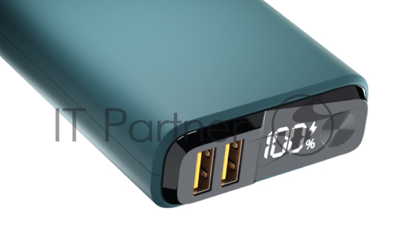 Внешний аккумулятор OLMIO QS-10, 10000mAh, 22.5W QuickCharge3.0/PowerDelivery, LCD, темно-зеленый.