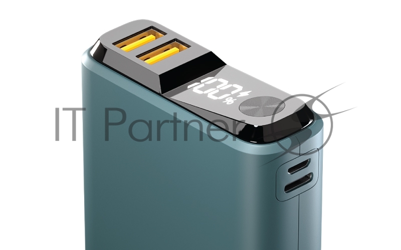 Внешний аккумулятор OLMIO QS-10, 10000mAh, 22.5W QuickCharge3.0/PowerDelivery, LCD, темно-зеленый.