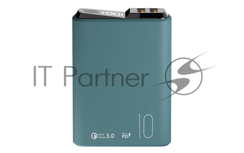 Внешний аккумулятор OLMIO QS-10, 10000mAh, 22.5W QuickCharge3.0/PowerDelivery, LCD, темно-зеленый.