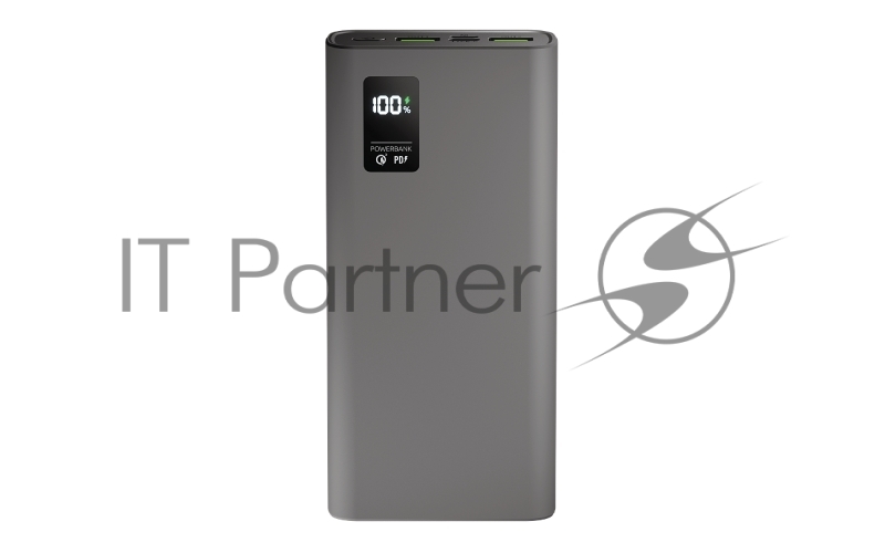 Внешний аккумулятор OLMIO QR-20, 20000mAh, 22.5W, QuickCharge3.0/PowerDelivery, LCD, серый.